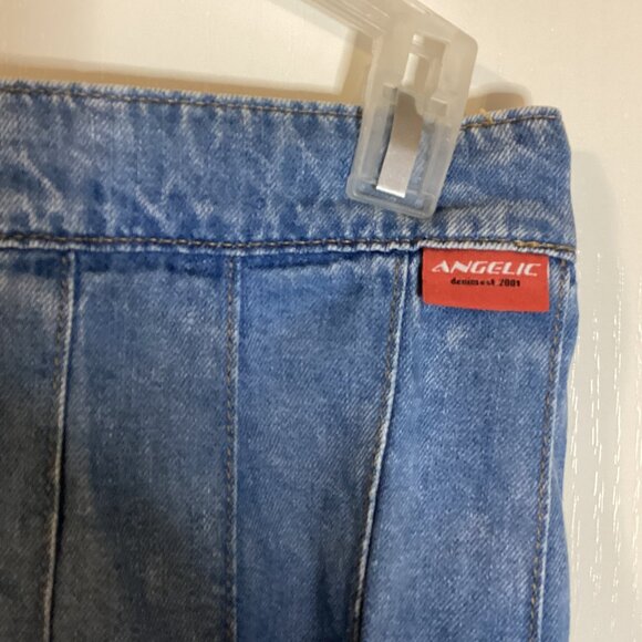 Divided Women's Light Wash Blue Denim Pleated Mini Tennis Skirt Cotton - Picture 2 of 6